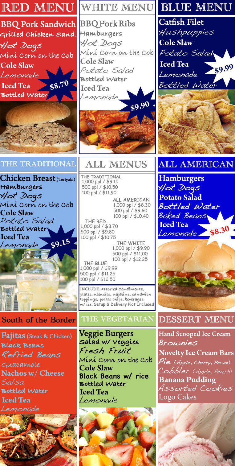 catering menu, atlanta, marietta, kennesaw catering