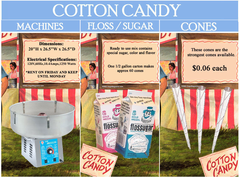 cotton candy supplies, cotton candy machine rentals